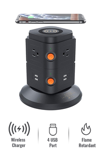 Desktop Vertical USA Outlet Drahtlose Ladestation Multi Plug Einzelsc halter 6 Steckdose Überspannung schutz Steckdosen leiste mit USB - Product Image 2