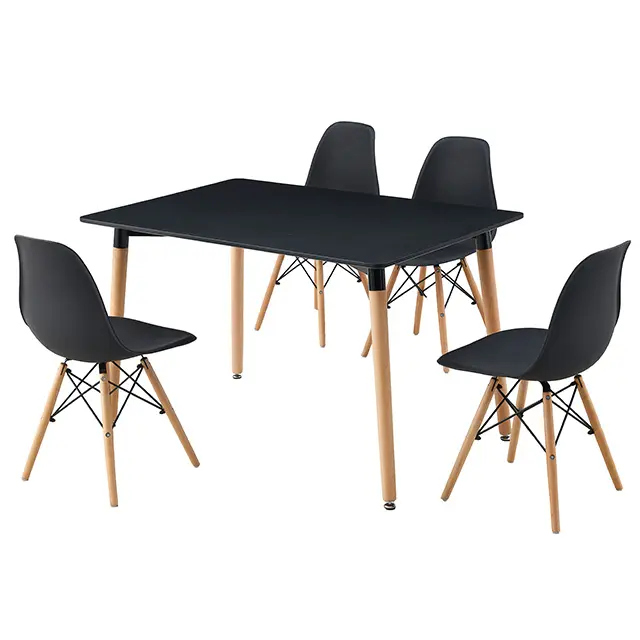 Conjuntos De Mesa De Jantar De Móveis Modernos Cadeiras De Jantar De Restaurante De Plástico 4 Peças Cadeiras E 1 Mesa De Jantar