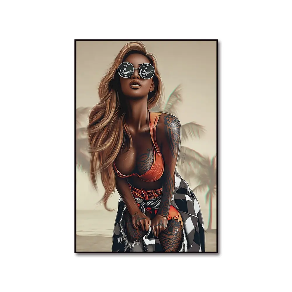 Beautiful women African art Wall canvas painting/with frame/Without frame Popular design Posters And Print