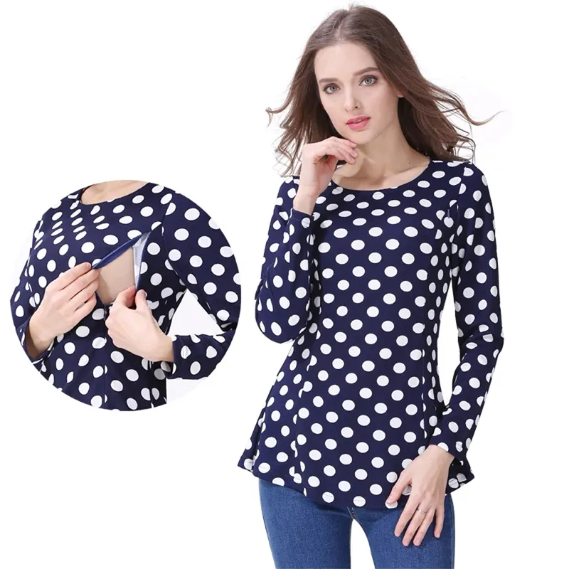 Ropa de lactancia de manga larga, camisa de maternidad, blusa de lactancia