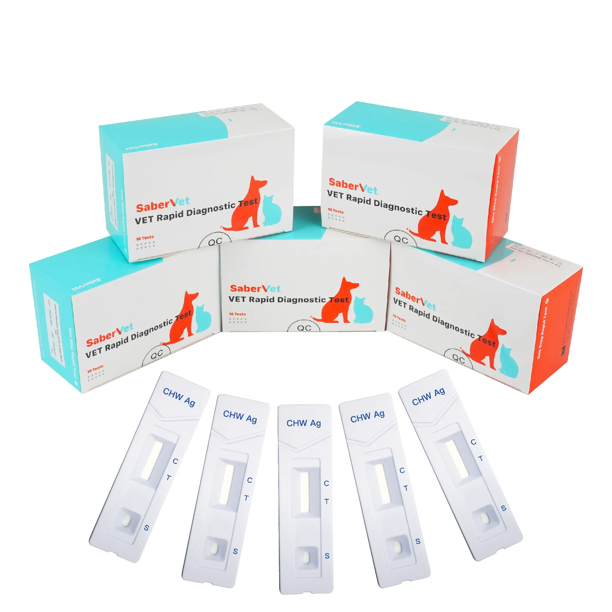 Kit de prueba rápida de prueba de diagnóstico rápido de alta sensibilidad veterinaria CHW Heartworm Antígeno Kit de prueba rápida Cassette