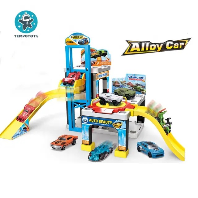 Brinquedos tempo roda trilhos, diy, jogar, conjuntos de estacionamento com 3 liga de carros, pista, brinquedos para crianças