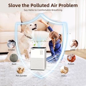 带H13 HEPA过滤器的安静家用空气净化器4定时器3速空气质量传感器电动塑料桌面安装
