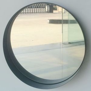 廉价大型装饰圆形皮革框架挂墙浴室镜