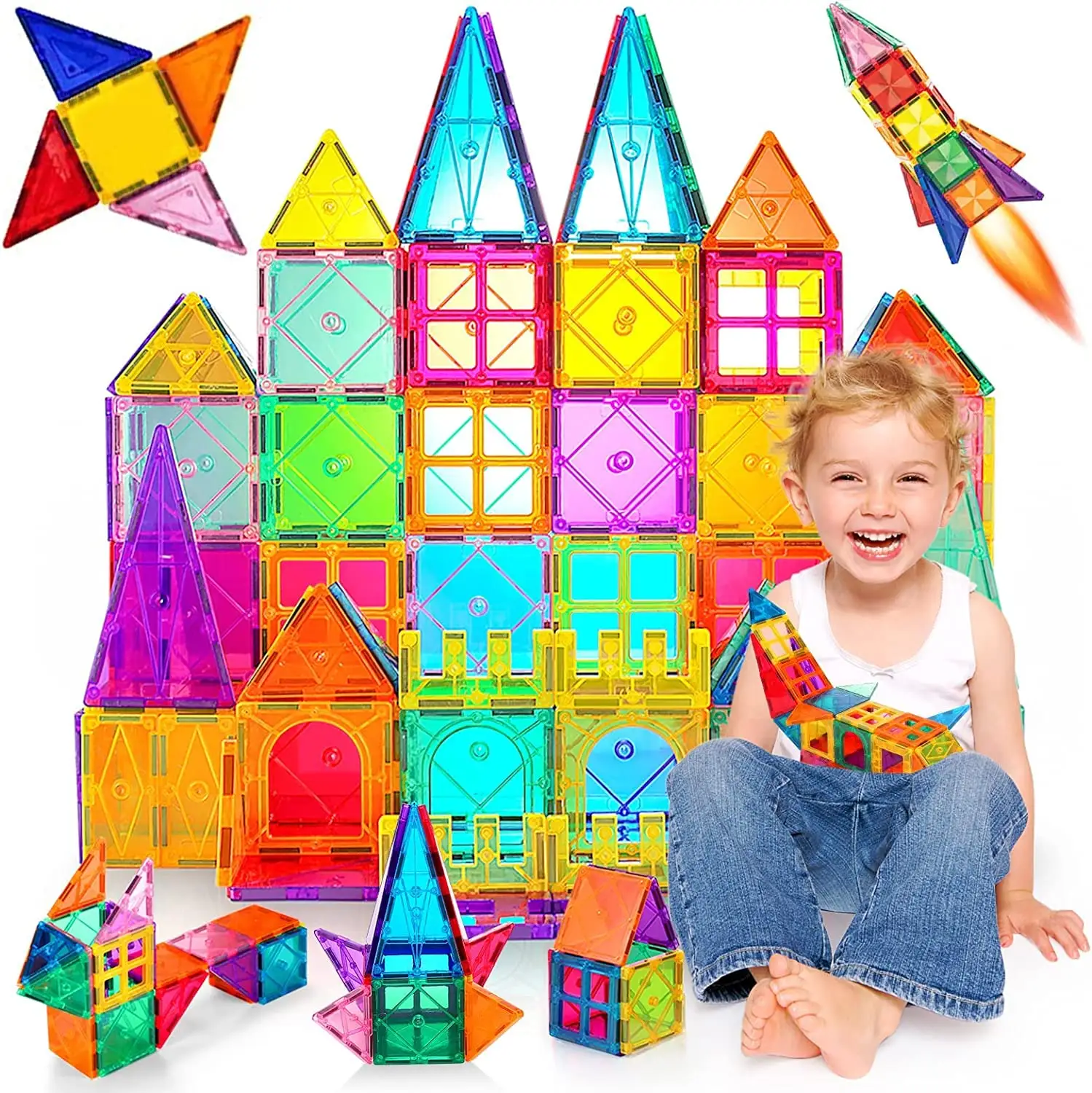 Alta Qualidade 80pcs Magnetic Building Blocks Preschool Telhas Magnéticas Brinquedos Ímã De Plástico