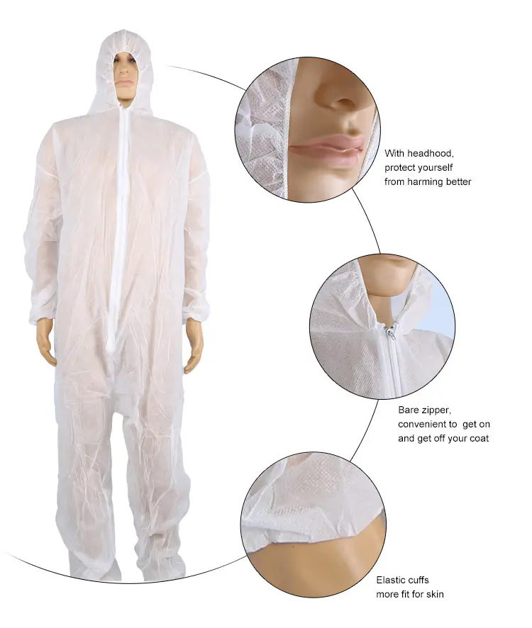 Hot bán giá rẻ dùng một lần PP Coverall cô lập áo choàng xử lý bảo vệ Coverall