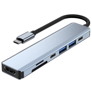 Acoplamiento de software de hardware de computadora 7 en 1 Tipo C a 4K HDMI USB 3,0 2,0 USB C Hub Adaptador de aluminio - Product Image 3