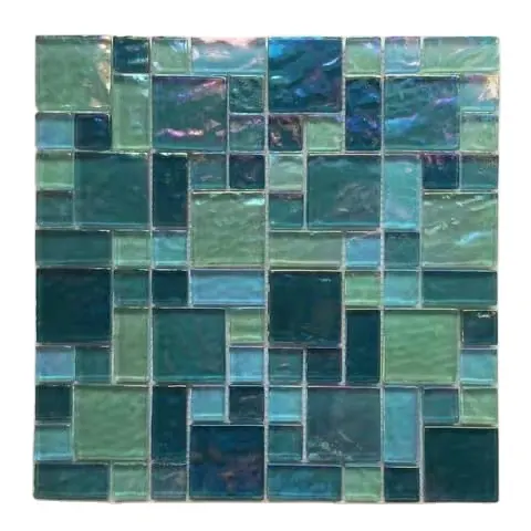 Tessere di mosaico per piscina in vetro verde levigato