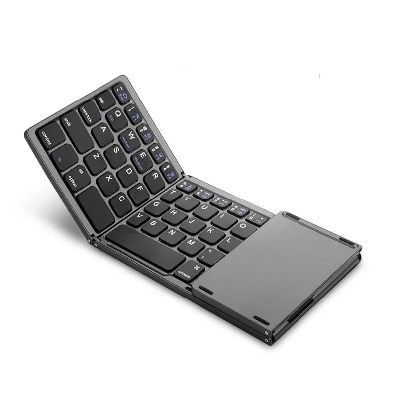 Складная беспроводная клавиатура, перезаряжаемая портативная беспроводная мини-клавиатура с тачпадом, мышь для IOS, Android, Windows, ПК, планшета