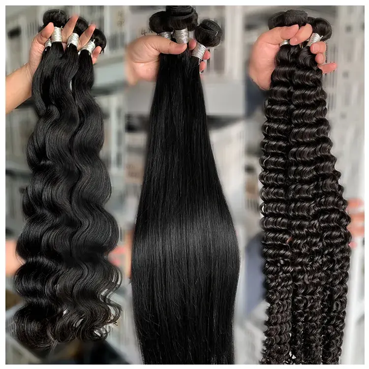 Raw indiano Machine Double Weft Hair Extensions atacado virgem cabelo humano a granel reta extensão do cabelo indiano humano