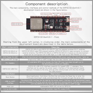 Strumento di sviluppo tecnico ESP32-S2-DevKitC-1-N8R2 ESP32-S2-DevKitC-1 scheda di sviluppo per Arduino