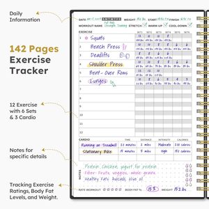 Fitness Workout Journal for Women &amp; Men A5 Workout <strong>Log</strong> Book Planner for Tracking Diary Journal <strong>Notebook</strong> - Product Image 2