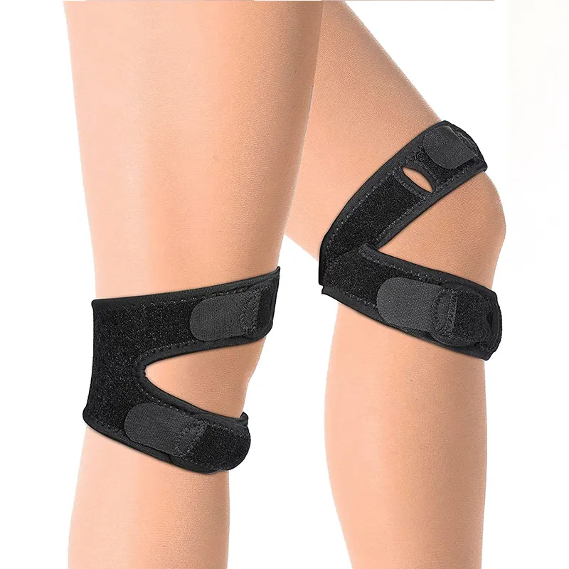 Perlengkapan aman olahraga dapat diatur, bantalan pendukung tempurung lutut silikon untuk lari pereda nyeri