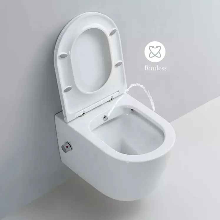 Medyag Wall Hung Toilet Bidet Bathroom Accessories Ceramic Sanitary Ware WC Rimless Gravity Flushing Toilets