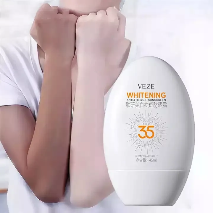 Oem veze etiqueta privada uv spf35, clareamento, hidratante, proteção da pele, bloco solar, cuidados com o rosto, protetor solar