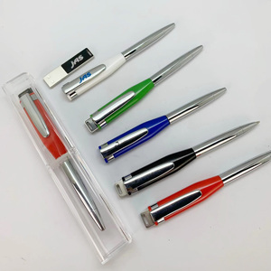 <span class=keywords><strong>2025</strong></span>新款礼品促销金属圆珠笔形状带发光二极管标志的u盘2合1