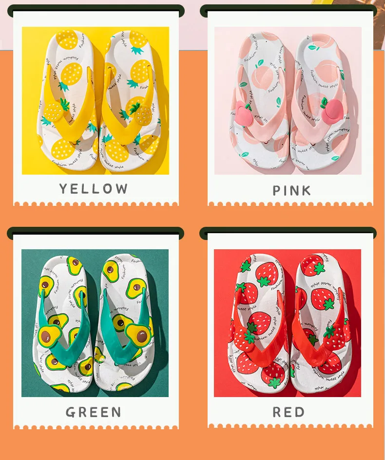 Cute Cartoon Fruit Slippers for Children Indoor Outdoor Beach Flip-Flops Slippers