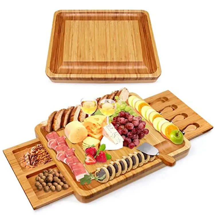 GREAT Flower Shape Thớt Thớt Phục Vụ Khay Charcuterie Platter Thớt Phô Mai Tre Có Tay Cầm