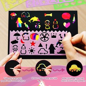 <strong>Rainbow</strong> Scratch Paper Art for Kids Black Scratch Note Drawing <strong>Notepad</strong>