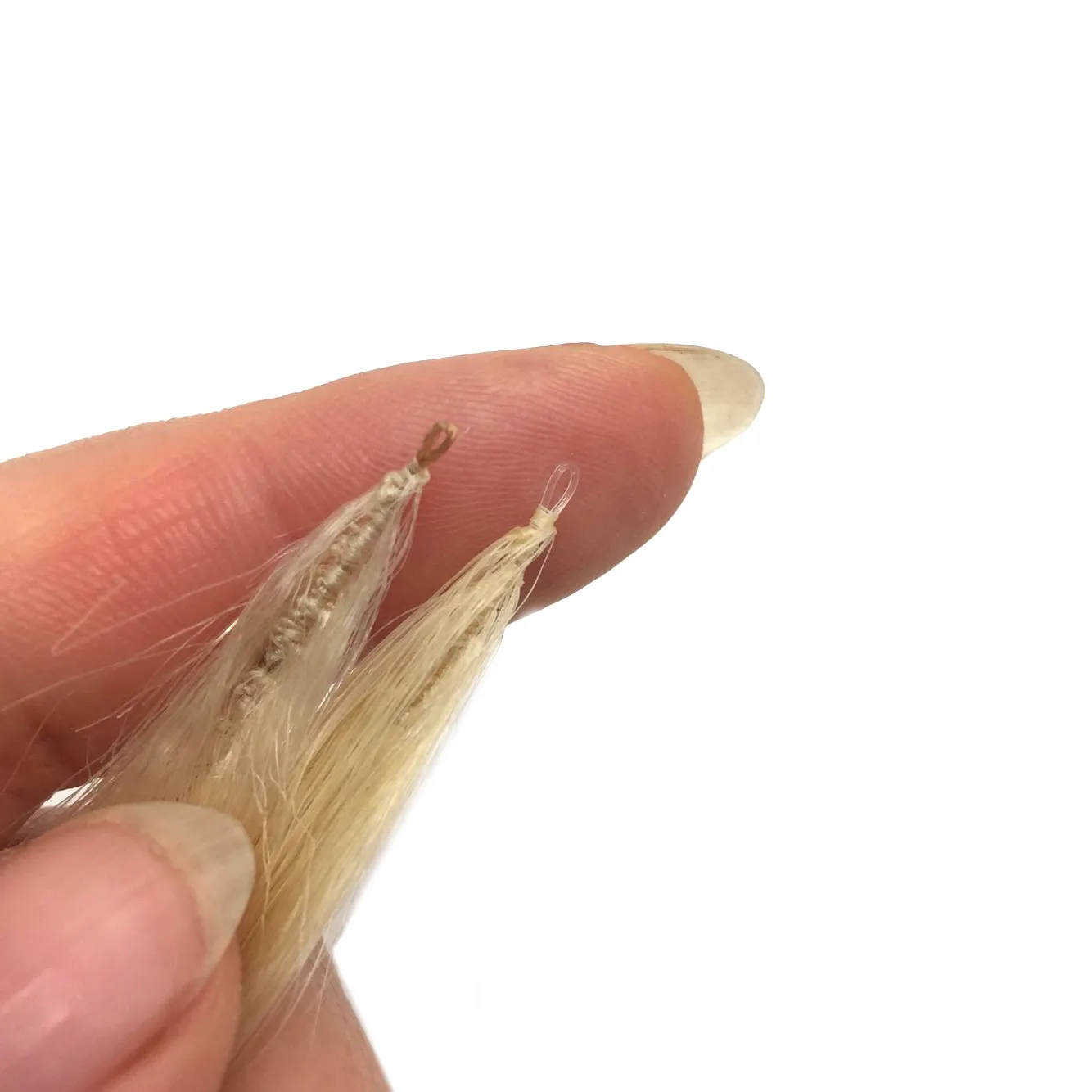 Nuova invenzione punta Nano capelli 100% umani vergine cuticola di qualità russa grande cerchio piuma capelli extension con linea di pesce
