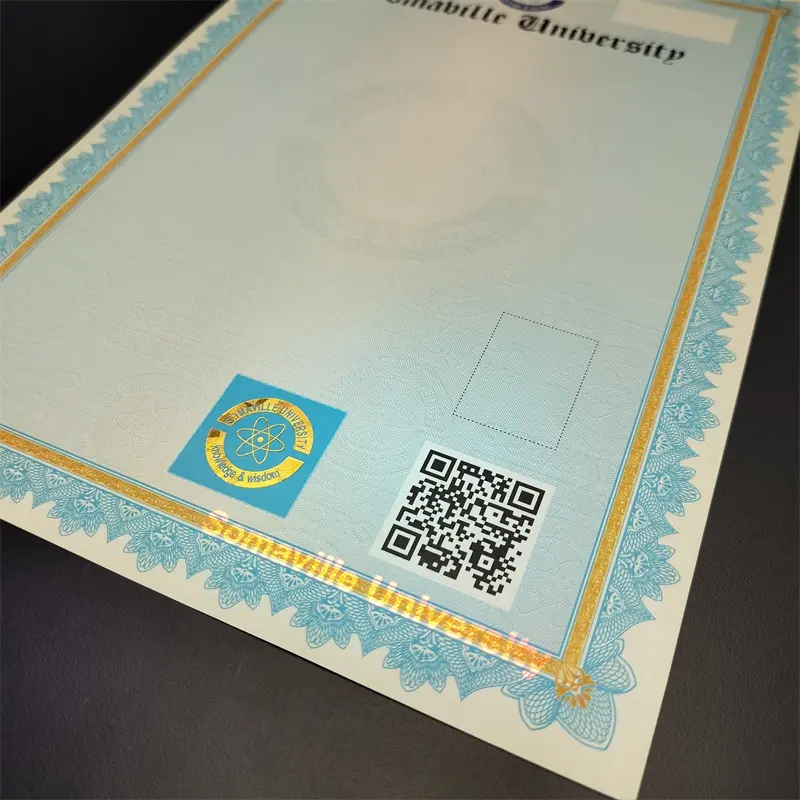 Certificado de graduación personalizado, estampado en caliente dorado, patrón de seguridad de impresión, Certificado de Grado de fluorescencia Invisible