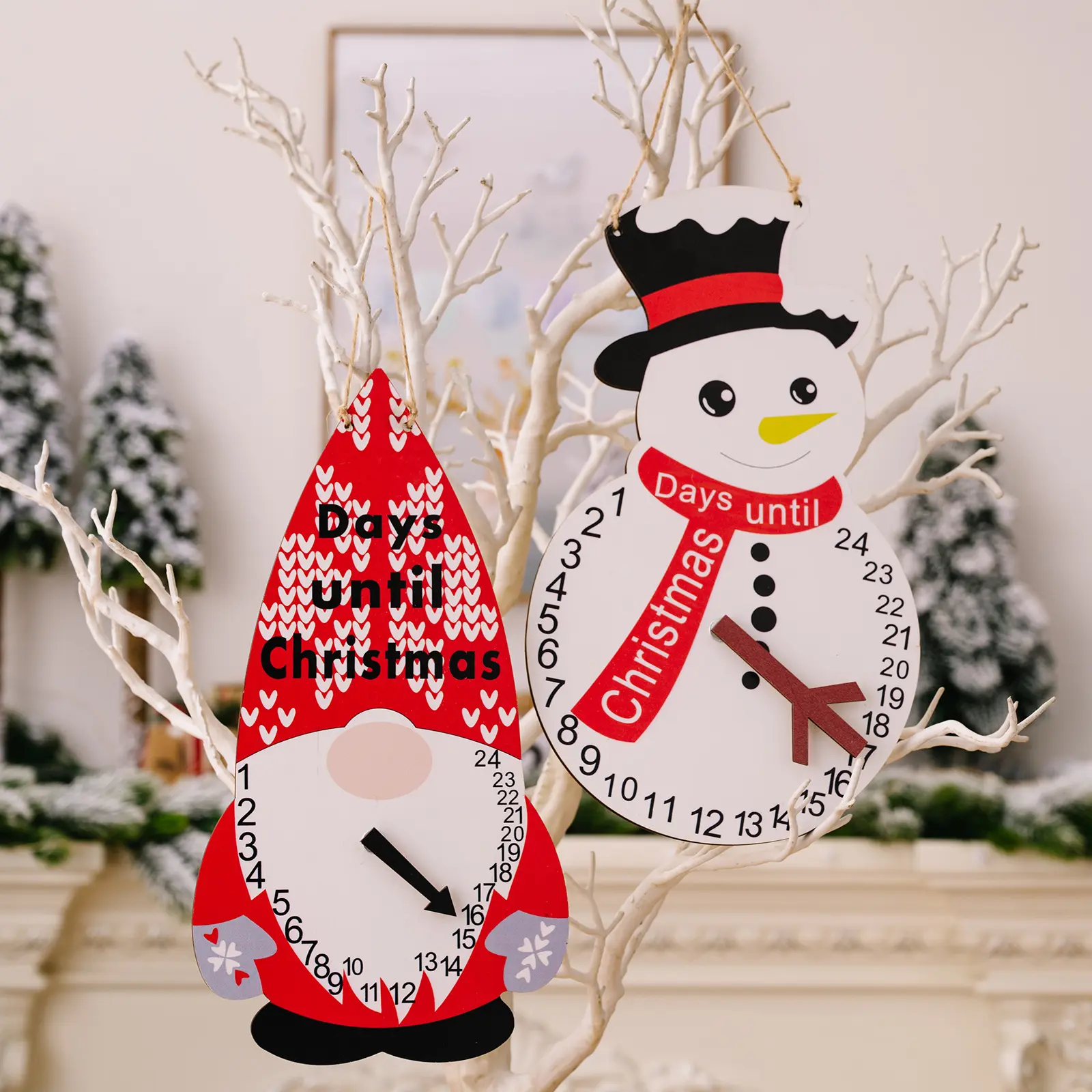 Boneco de neve de desenhos animados, gnome, homem velho, calendário de contagem regressiva para enfeites de natal, pingente de calendário de feriado