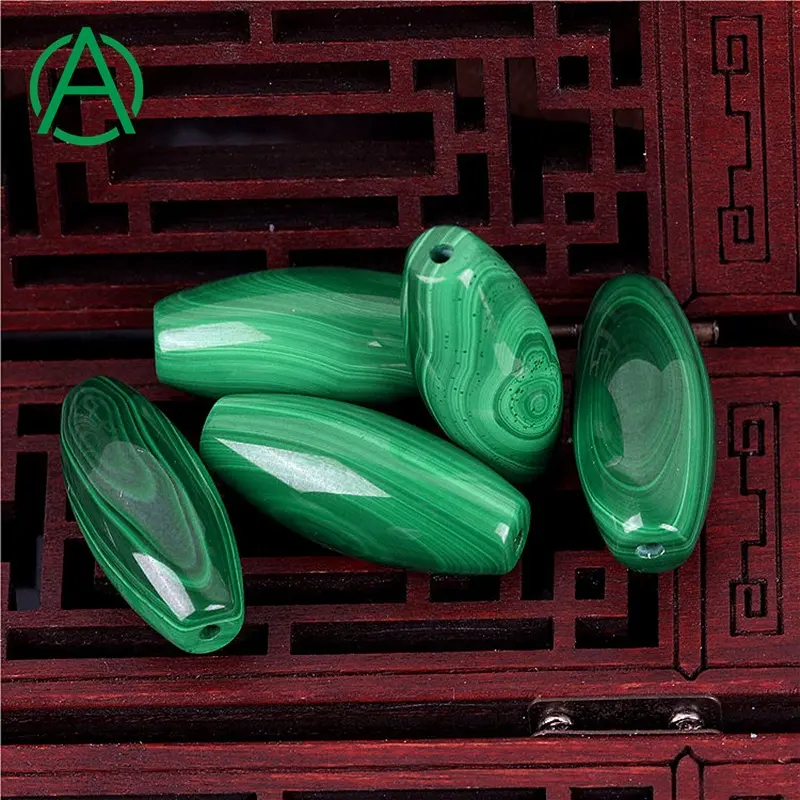 Arthugem-Cuentas de cilindro de malaquita Natural, cuentas de piedra malaquita Natural para fabricación de joyas