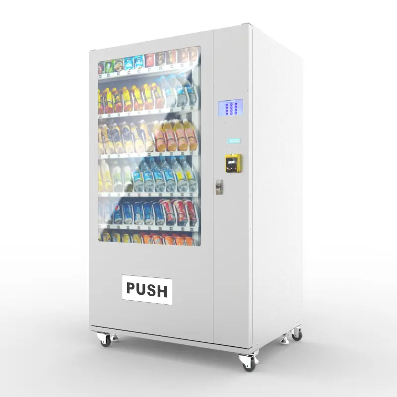 Máquina expendedora refrigerada de gran oferta, máquina expendedora combinada innovadora inteligente para alimentos y bebidas