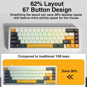 AULA F65 <strong>Custom</strong> Mechanical <strong>Keyboard</strong> 67 <strong>Keys</strong> 2.4G/Wired 4000mAh RGB Gasket Structure Newest Hot-Swap Model with PBT Material - Product Image 2