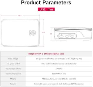 Aismartlink Official Raspberry Pi 5 Case Red/White Case Raspberry Pi5 Active Cooling PWM Fan Protection - Product Image 6
