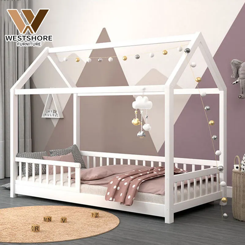 West Costa Ins-cama de madera maciza Montessori para niños, cama individual y colchón, bricolaje