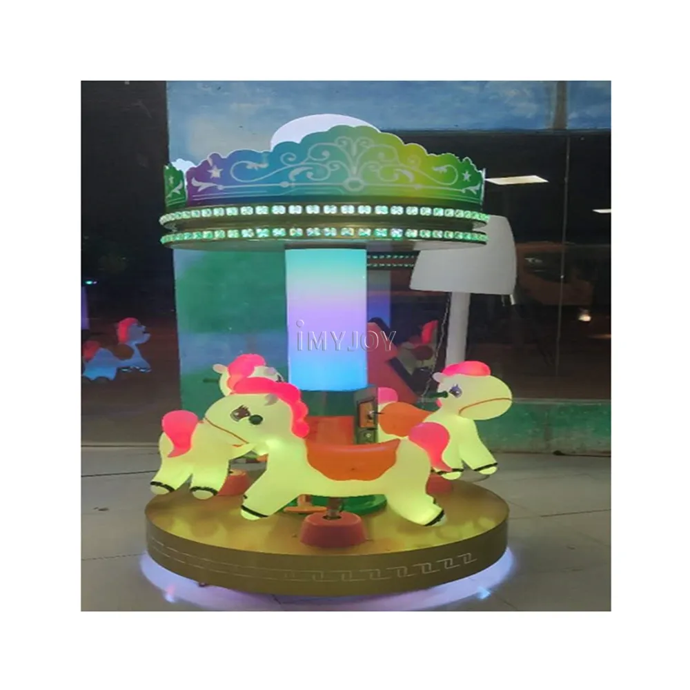 Hot-sale Luxury Best Small Amusement Park Machine Turn Horse Ice Cream/Metal Children Carousel 3 Players for Commercial