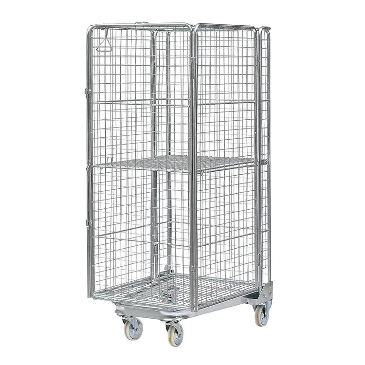 500kgs Capacidade de carregamento Fácil mover U-Type Rolling Cage Car Cargo Storage Rolling Container Foldable Roll Cage Trolley