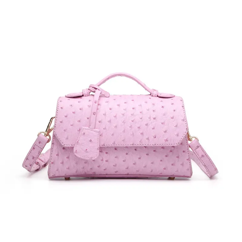 Boshiho Mode couleur ROSE en cuir d'autruche dames petit sac à main