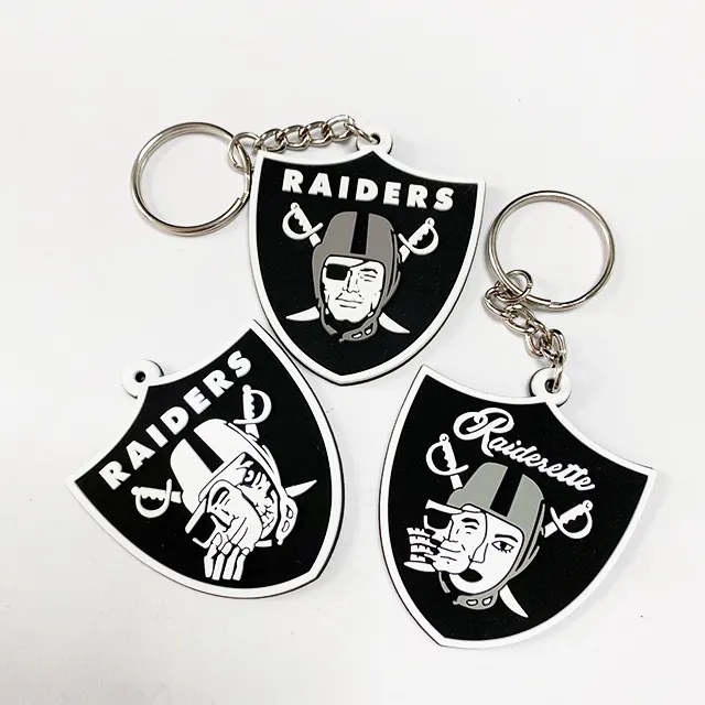 High Quality keychain promotional Gift plastic key chains Raiders Sport team nfl keychains Custom PVC keychain