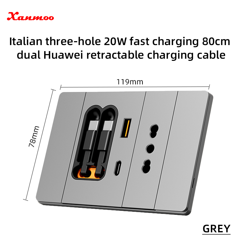 Enchufe italiano - Carga rápida Huawei de 20W