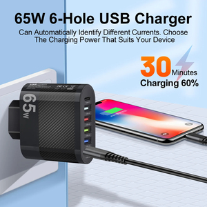 65W USB 5 Port tip-c hızlı şarj şarj ab abd İngiltere hızlı şarj telefon güç adaptörü şarj Apple iPhone Mi Samsung Huawei - Product Image 2