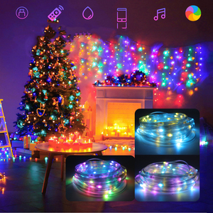 Cadena de luces RGB para exteriores, colorida Función de decoración navideña para fiestas, aplicación de música, control remoto, cadena de luces, luz impermeable - Product Image 2