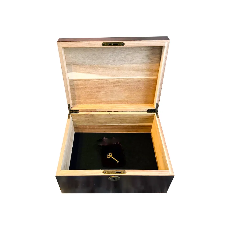 Custom Color Acacia Wood Keepsake Box with Hinged Lid and Lock Hand Crafted Wooden Memory Box for Jewelry Valuables Recipes
