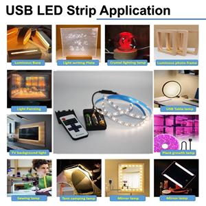 Popular 11 Keys Remote USB Battery Operated 3000K 8mm <strong>Led</strong> Strip Light for Indoor