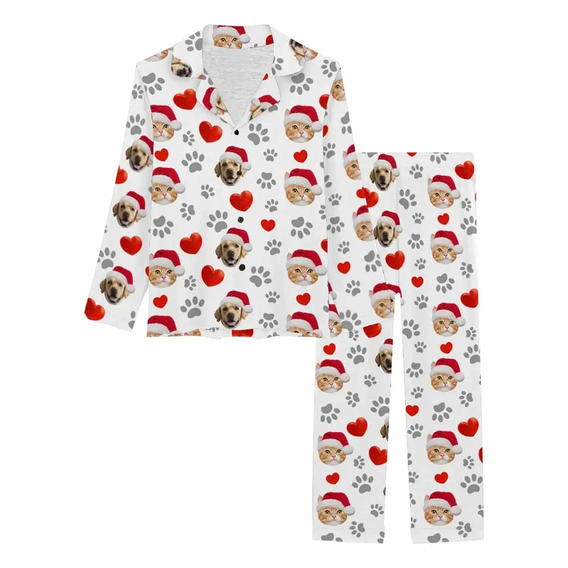 Top Selling Custom Face Logo Design Men Pajamas Best Quality Custom Women and Children's Family Pyjamas Set