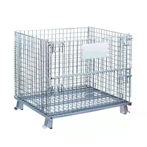 Contenedor de alambre de acero plegable de plata apilable uni-silenciosa, jaula de seguridad plegable para almacén de almacenamiento logístico - Product Image 3
