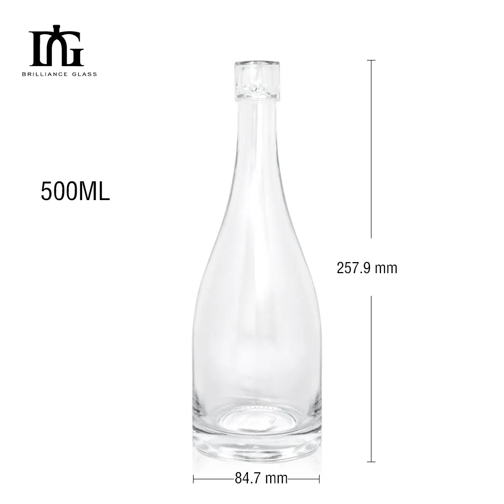 Top quality round bottles 500ml 700ml cork stopper wine rum gin vodka glass bottles