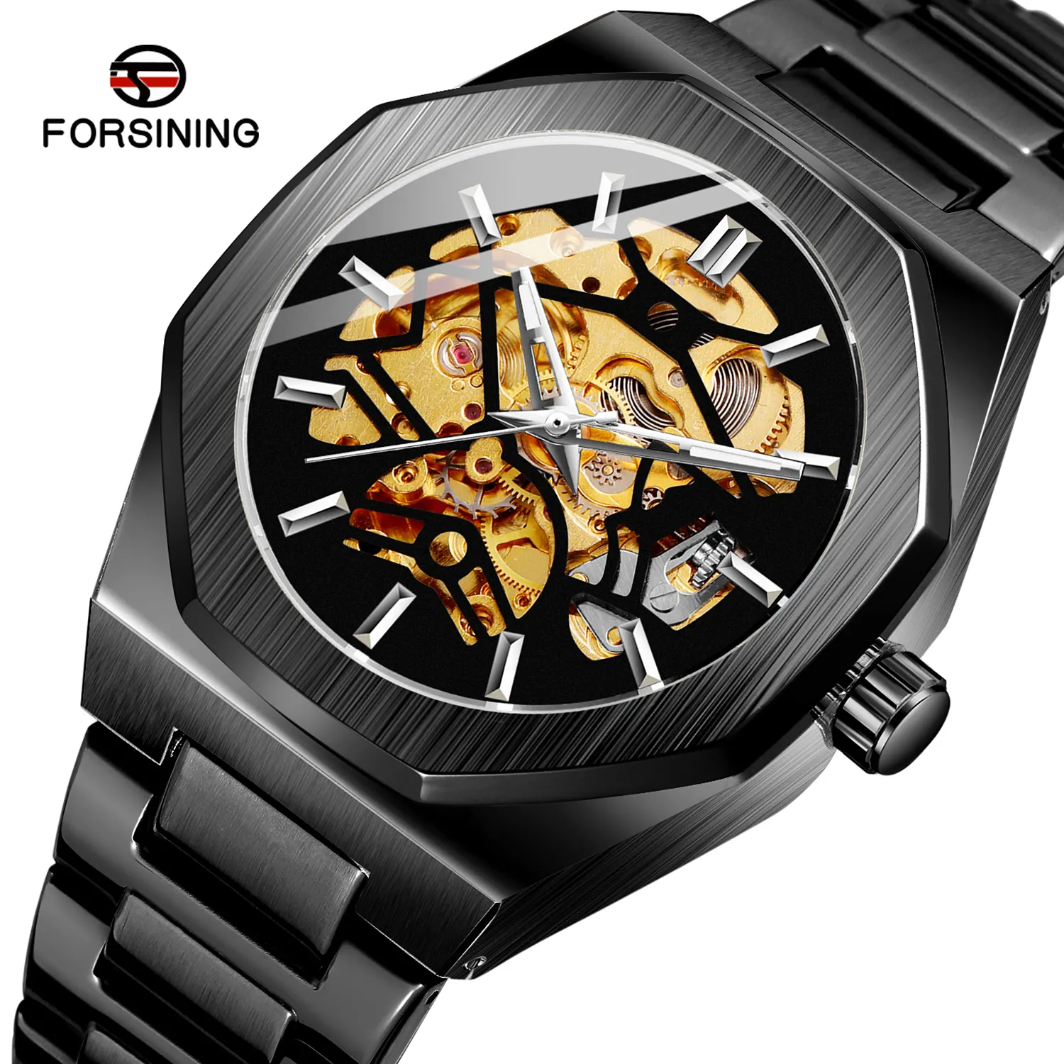 2024 relogio forsining montrepourhomme montres-bracelets hommes automatique squelette en acier inoxydable montres mécaniques pour montres hommes