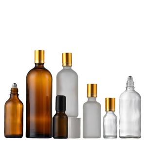 5ml 10ml 30ml 50ml 150ml 220ml琥珀色の透明な丸い香水ロールオンガラスボトルattar、エッセンシャルオイル用の金属ローラーボトル付き - Product Image 1