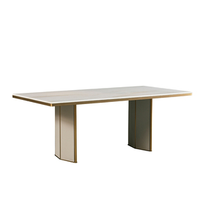 Tùy chỉnh hiện đại sang trọng hình chữ nhật dài bàn ăn khung thép không gỉ & đá cẩm thạch tự nhiên độc quyền sang trọng Đồ nội thất phòng ăn - Product Image 1