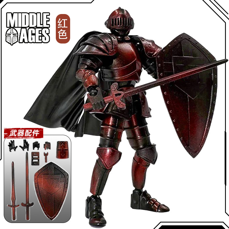 Cavaliere corazzato retrò rosso assemblato