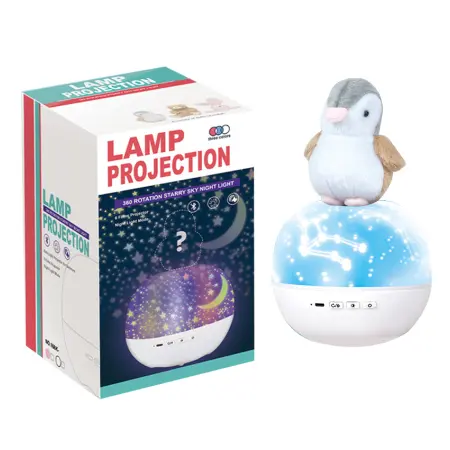 Çocuk bulmaca penguen yıldız projektör gece lambası oyuncaklar şarj edilebilir müzik dönen Bluetooth modeli lamba projeksiyon oyuncaklar çocuklar için
