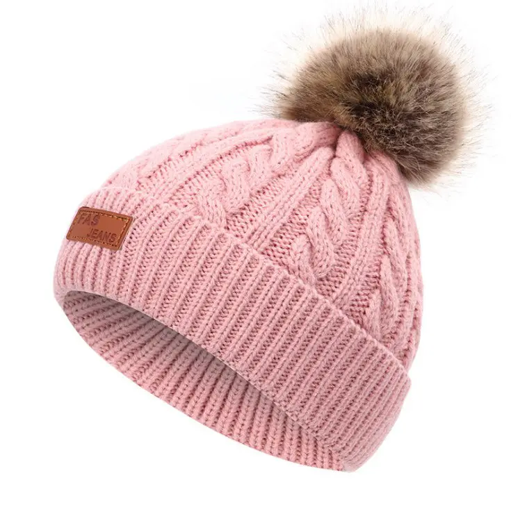 卸売冬暖かいニット帽赤ちゃん幼児子供かぎ針編みビーニーキャップラブリーウールニットベビーハット