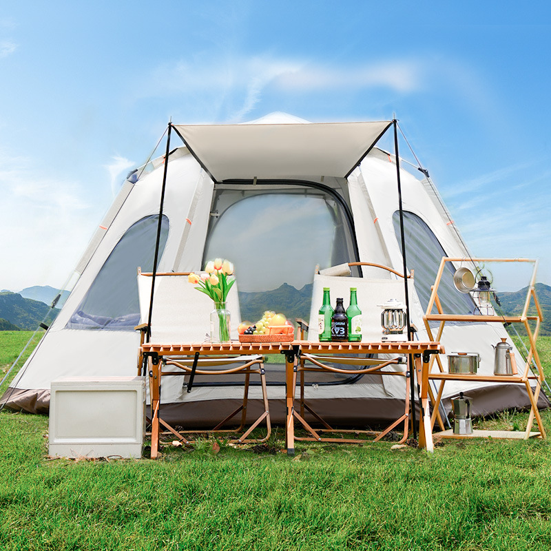 3-4 people tea white hexagon tent